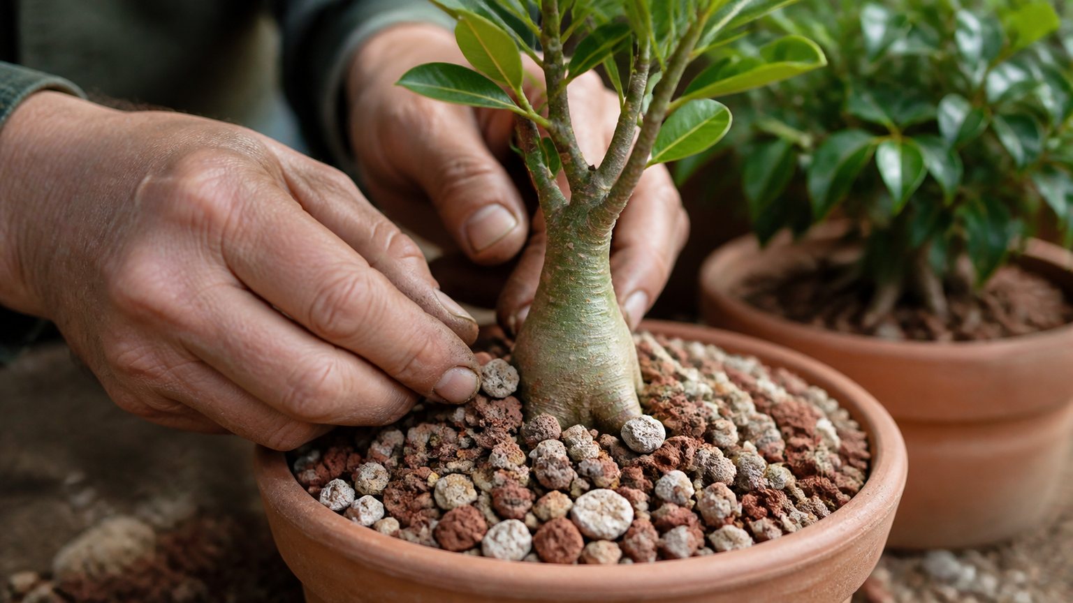 Substrat drainant avec pouzzolane pour plantes africaines en pot