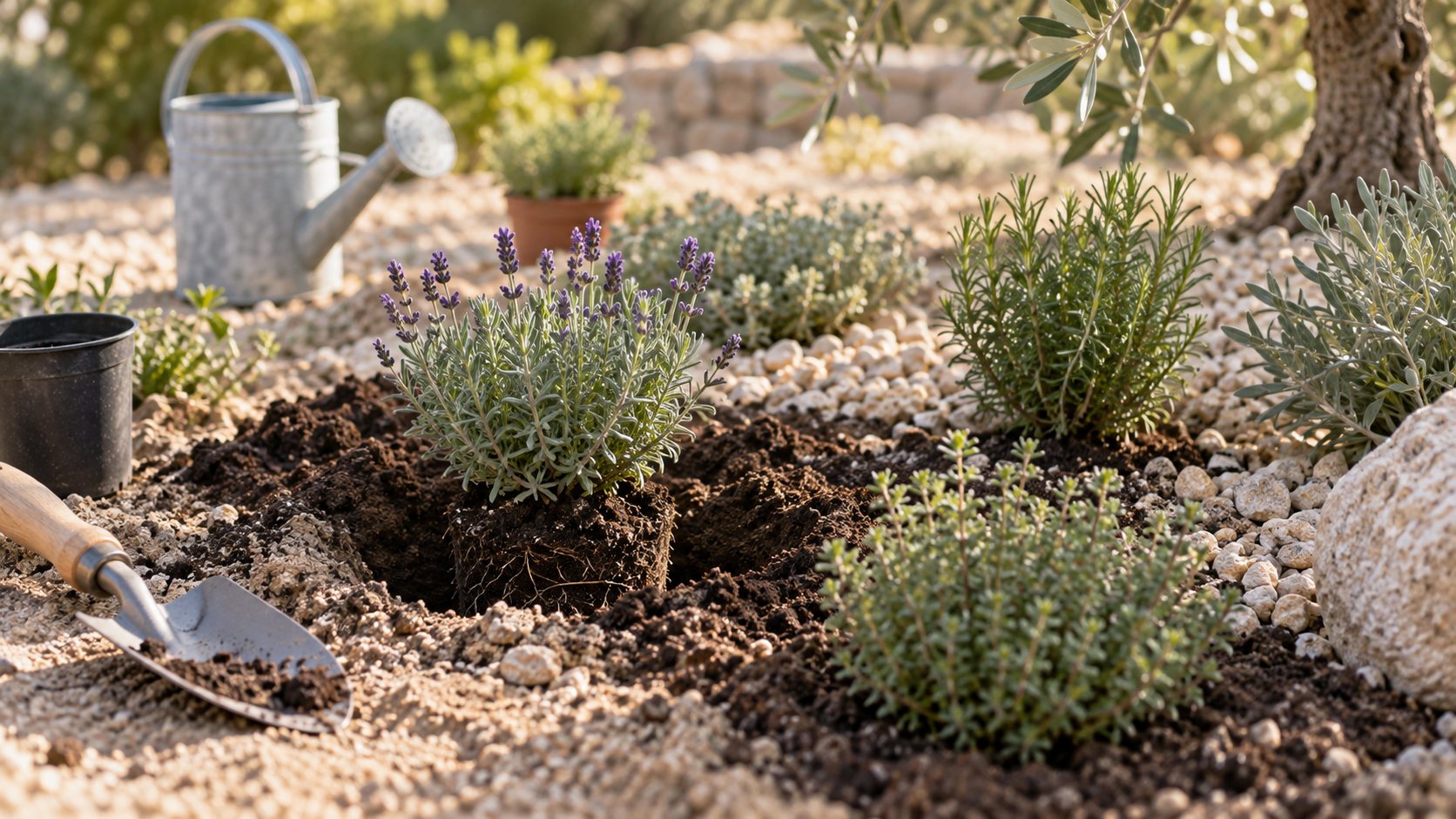 Terre sableuse améliorée avec compost avant plantation