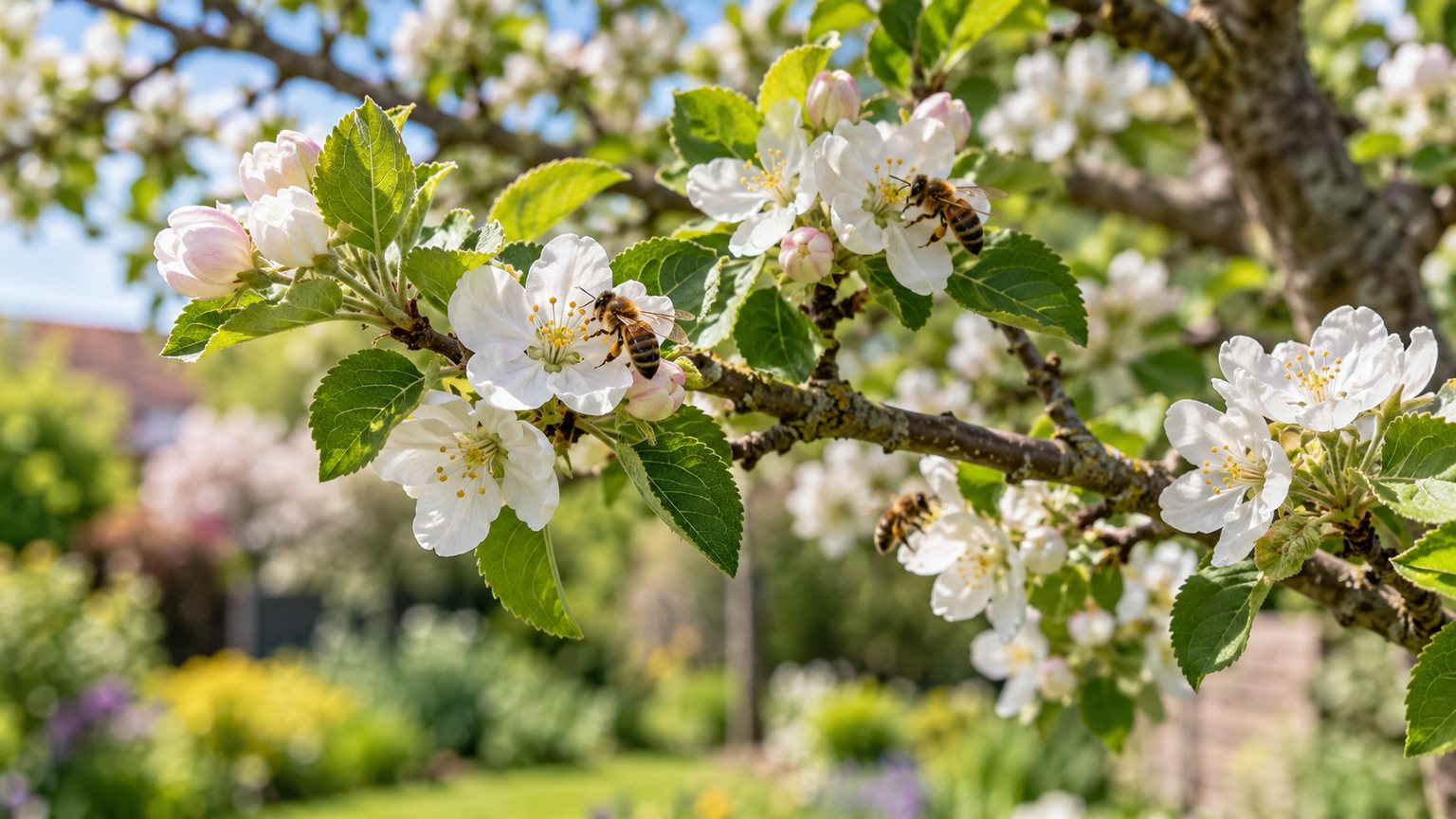Abeilles sur des fleurs d’arbre mellifère au printemps